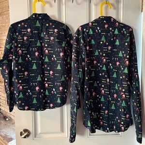 2 H&M Boys long-sleeve button down Christmas Holiday shirts Sizes 8 & 20